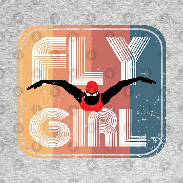 Retro Fly Girl Womens Swimming 1 by atomguy